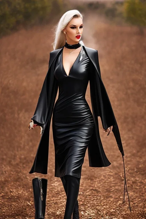 woman, black leather gown, evil godmother, old