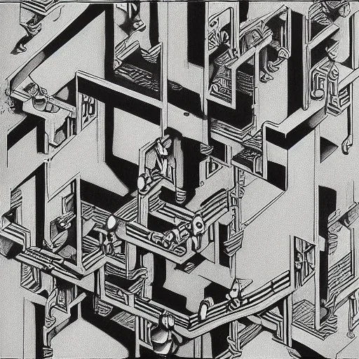 lonely android MC escher painting