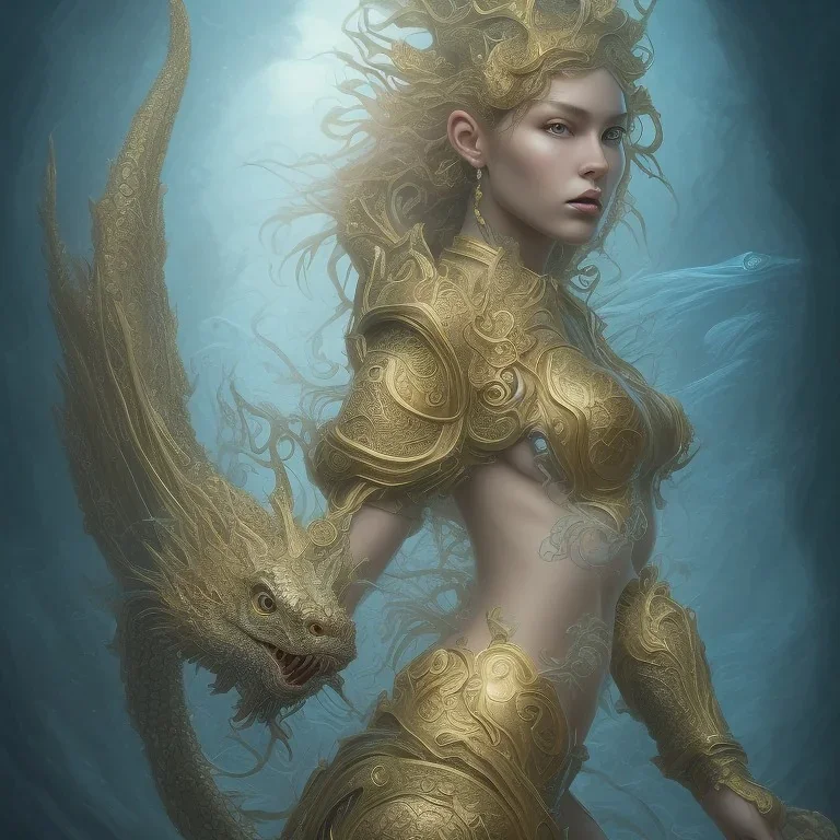 sango fantasy, fantasy magic, intricate, sharp focus, illustration, highly detailed, digital painting, concept art, matte, artgerm and paul lewin and kehinde wiley, masterpiece sexy lips Asian afro lips black African lady body mermaid Dragon head golden space lady sea under water mermaid pretty