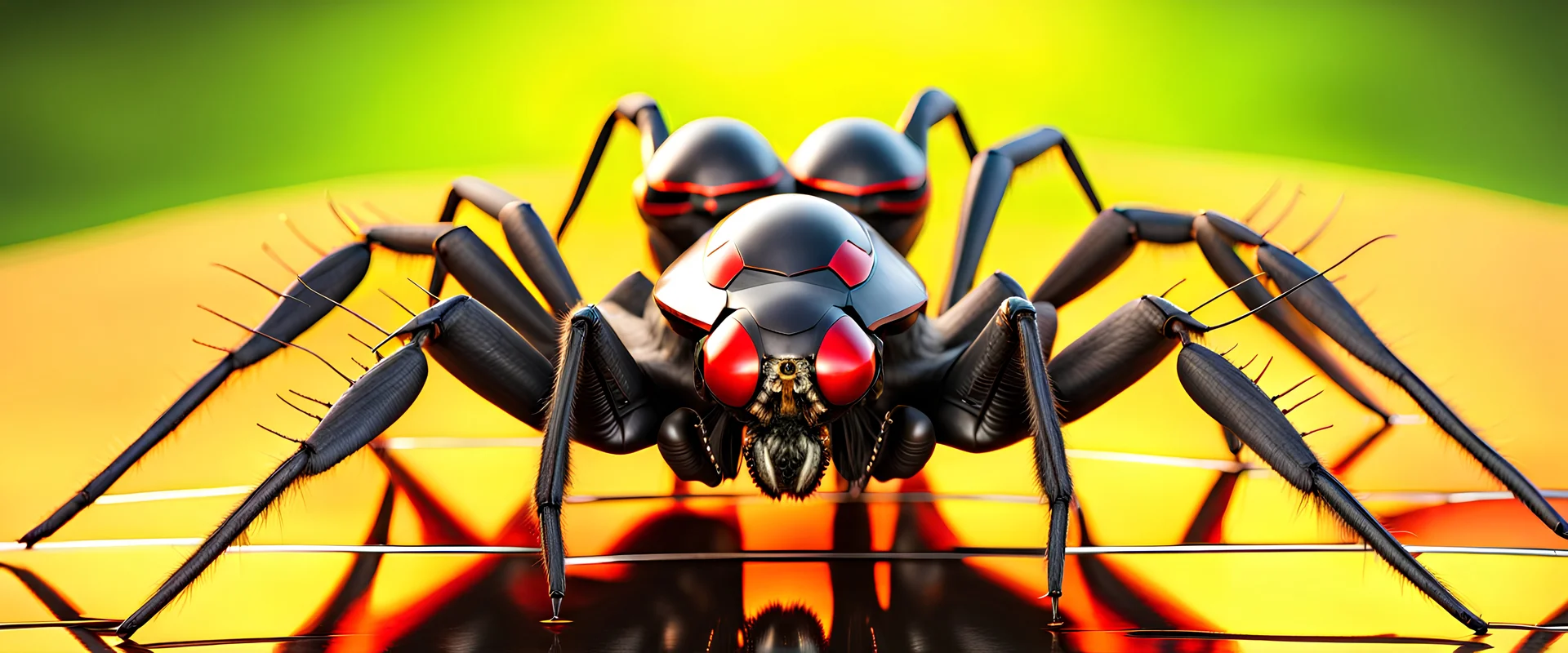 A digital photograph of a spider fly stealth-fighter-jet hybrid with psionic abilities, 8 eyes, layered, 64k, anatomically correct, 3d, organic surrealism