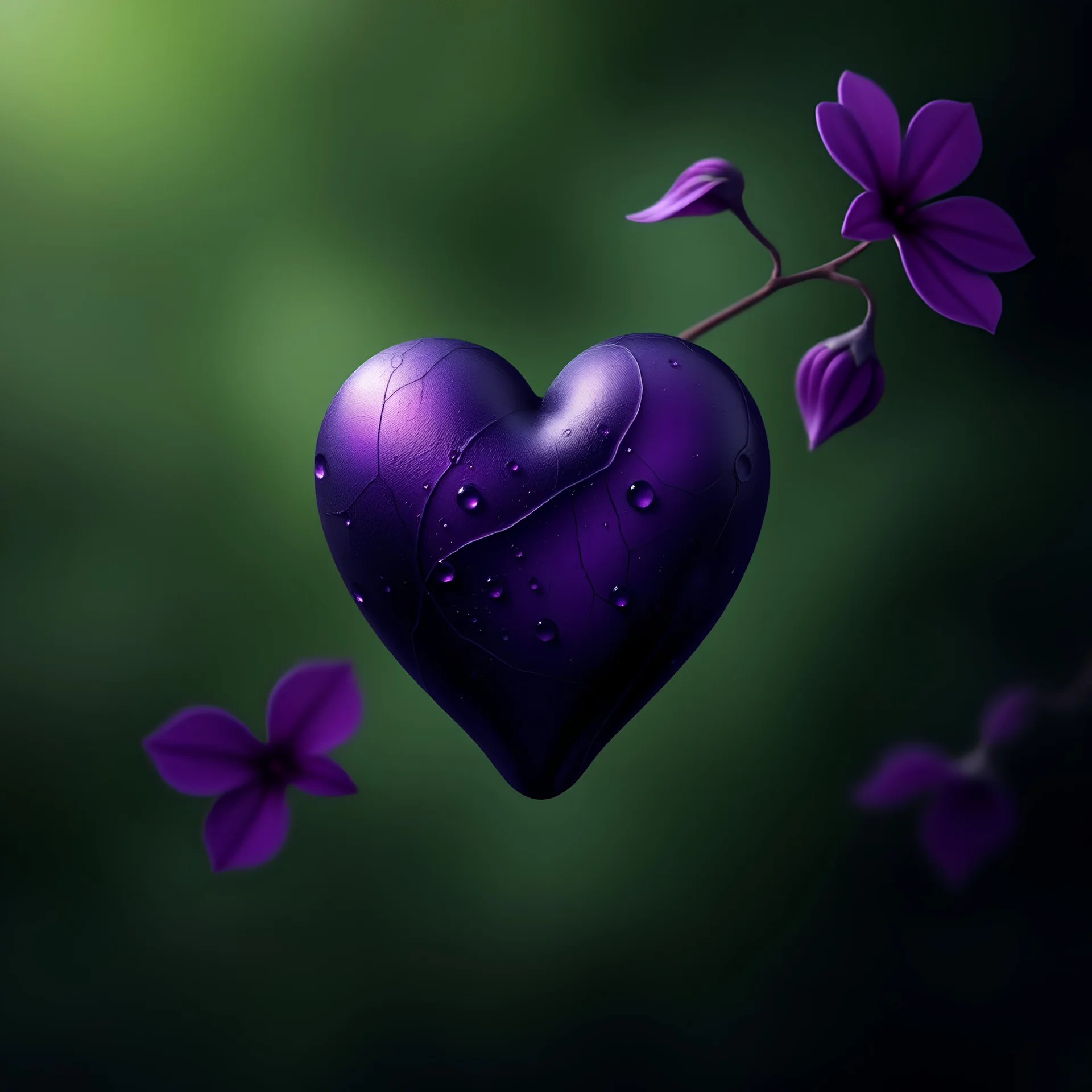 Create dark purple heart and green background