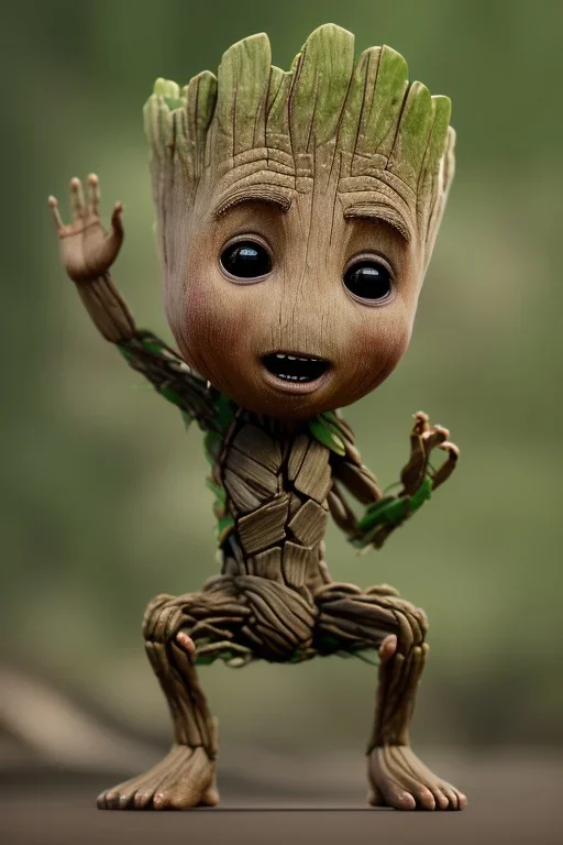 Groot toddler, cry, full body, bokeh, hyper realistic