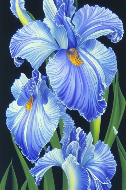 a painting of a blue iris by artist "Hiroshi Kobayashi"