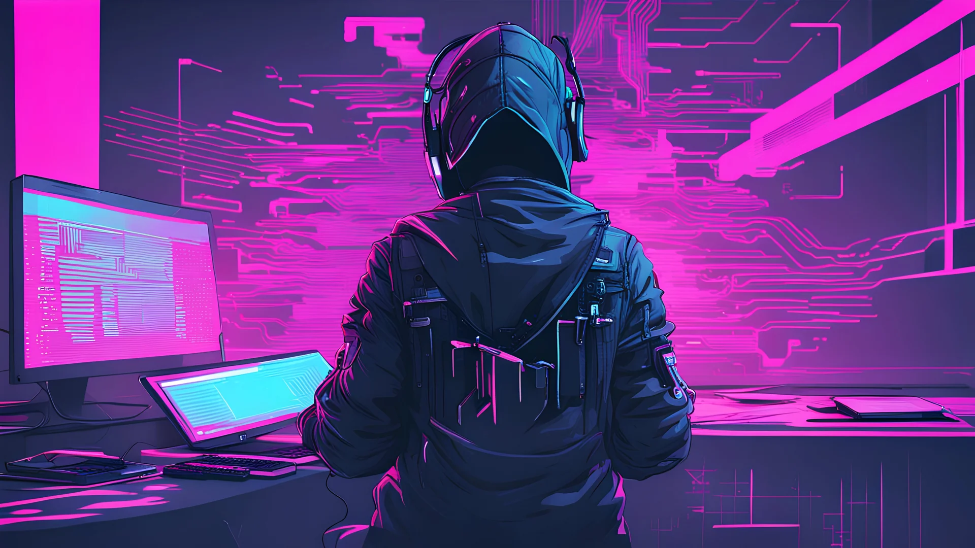 cyber punk hacker glitching