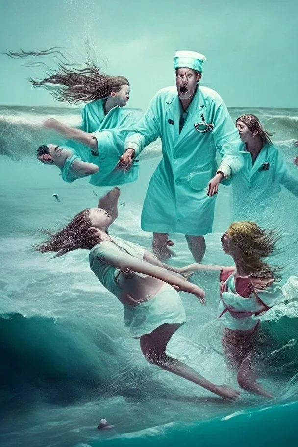 surgeons throwing a girl into the ocean