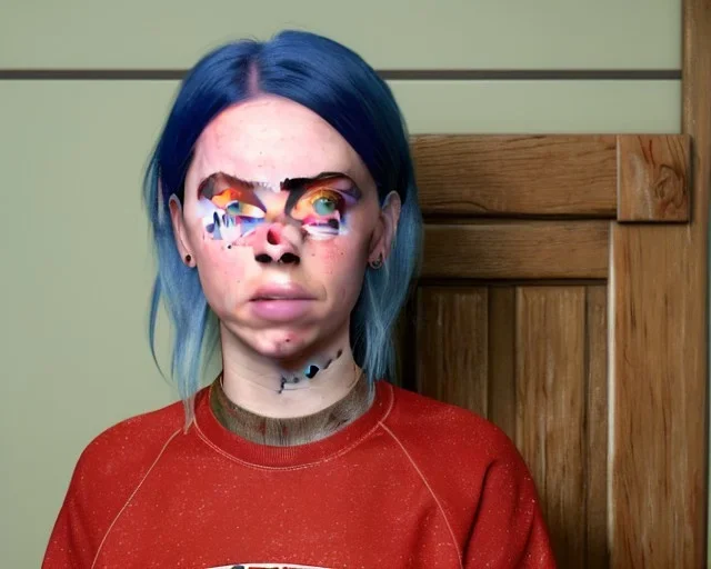 Billie Eilish, washes in the bathroom