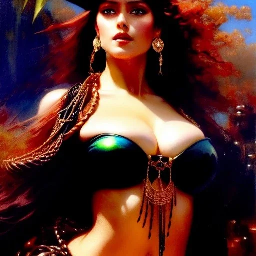 Drawing of beautiful face busty female pirate,Black pearl,sea,ancient leather armor, balanciaga fashion clothe painting by gaston bussiere, greg rutkowski, yoji shinkawa, yoshitaka amano, tsutomu nihei, donato giancola, tim hildebrandt, oil on canvas, cinematic composition, extreme detail,fit full head inside picture,16k