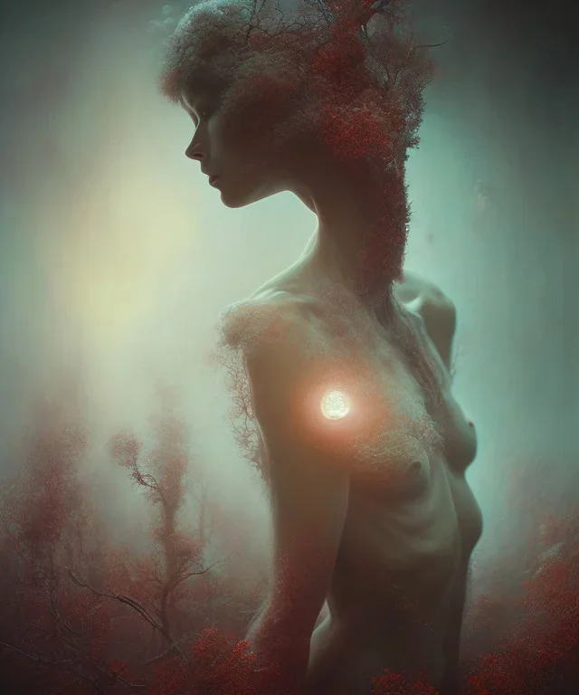 woman, photographer. oil on canvas, volumetric lighting, beksinski