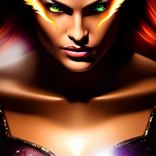 Ultra detailed fullbody Portrait in oil on canvas of X-men -beautiful female phoenix on fire,extremely detailed digital painting,ultrarealistic skin,intense stare, extremely detailed face, crystal clear eyes, mystical colors ,perfectly centered image, perfect composition, rim light, beautiful lighting,masterpiece ,8k, stunning scene, raytracing, anatomically correct, in the style of uncannyknack and Ohrai Noriyoshi and robert e howard and Steve Jung and Wizyakuza and Simon Bisley.