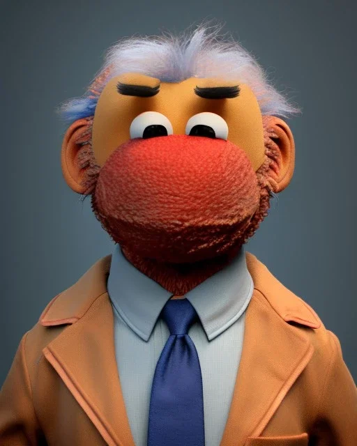 Waist up Portrait, joe Biden muppet, Sesame Street style, retro style, photo studio, unreal engine 5, god lights, ray tracing, RTX, lumen lighting, ultra detail, volumetric lighting, 3d.