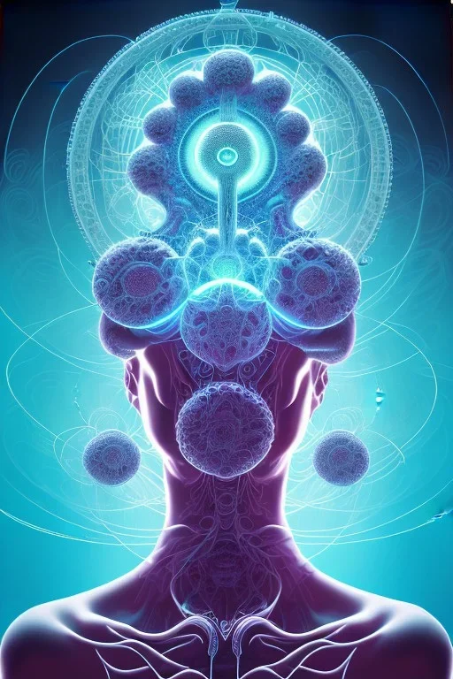 Spiritual Tentacles over human Head creating reality around, Dimethyltryptamine