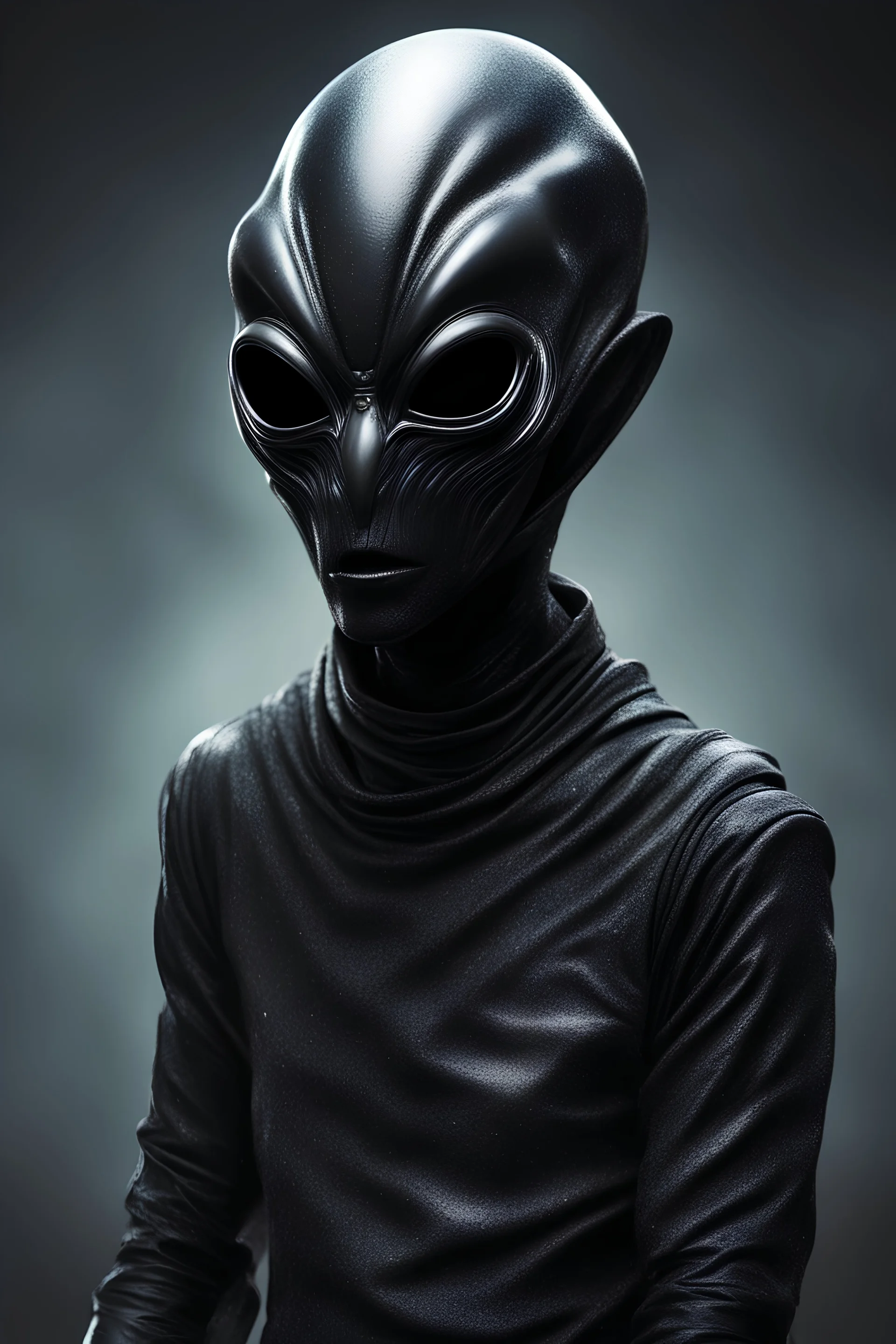 Space alien with black mask