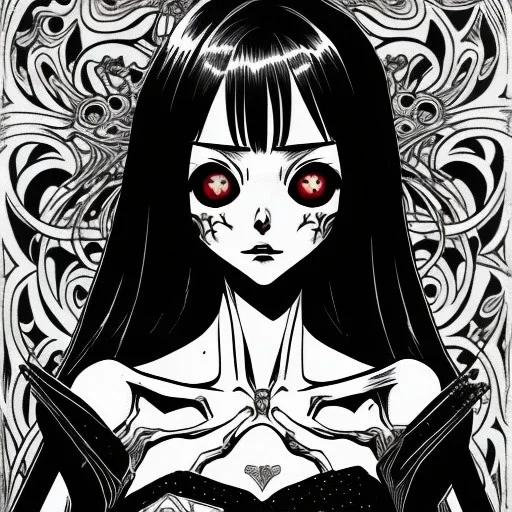 gothic girl, Junji Ito style,