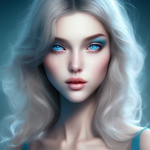 portrait girl look beautiful like shy, hyper details, 8k, realistis, rekfleksi, rtx, eye looks ocean blue, sort hair, glow, very cool expresion, breash, milk