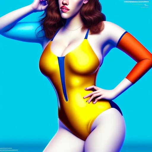 fullbody portrait of voluptuous atletic beautiful young Kat Dennings in swinsuit Diego Velázquez style