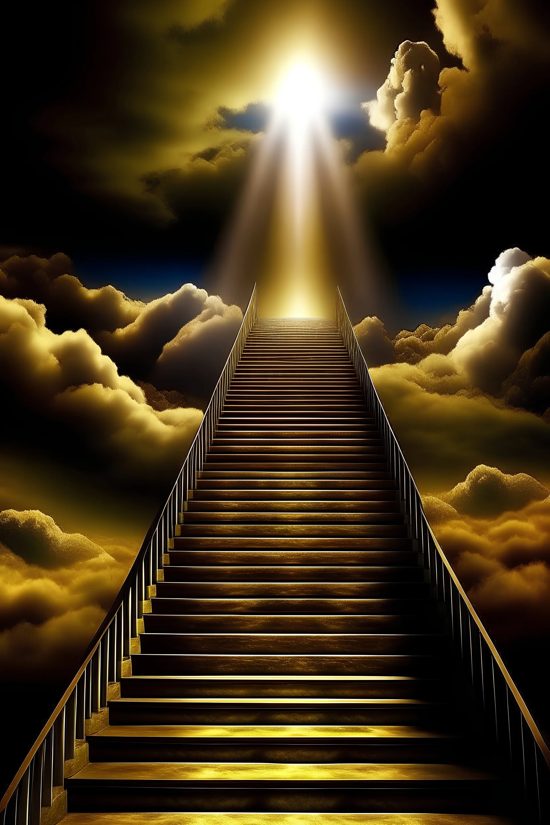 rea una imagen inspirada en la cancion: "Stairway to Heaven" de Led Zeppelin. Que incluya la tematica de su album musical