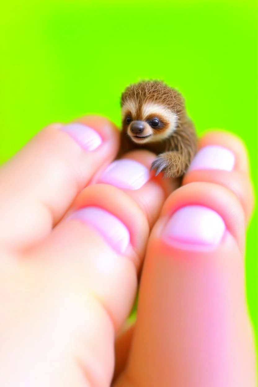 tiny sloth climbing a finger