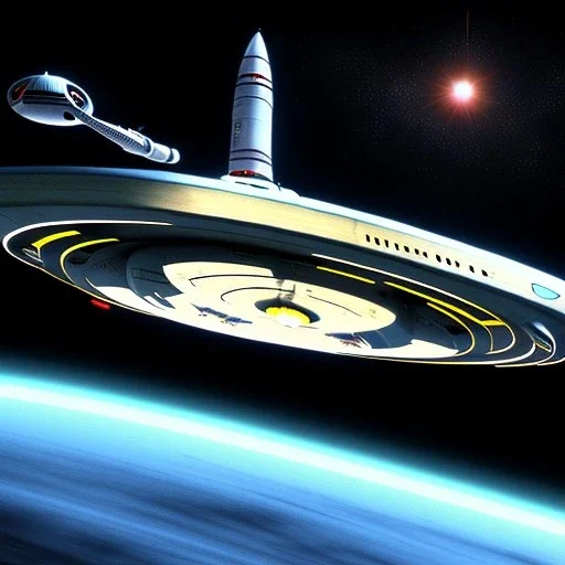 Star trek ship, USS Enterprise, 2 nacelles