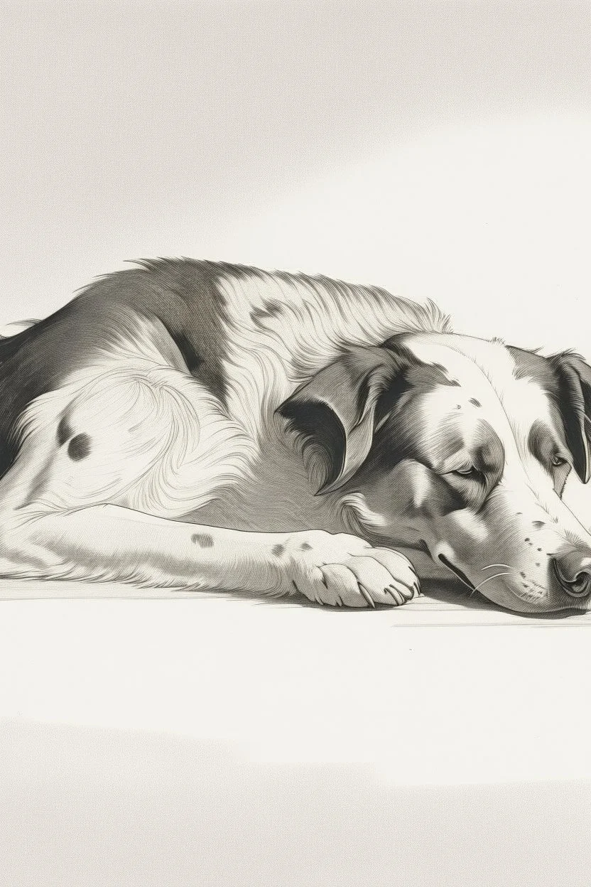 cane che dorme sdraiato visto di profilo figura intera