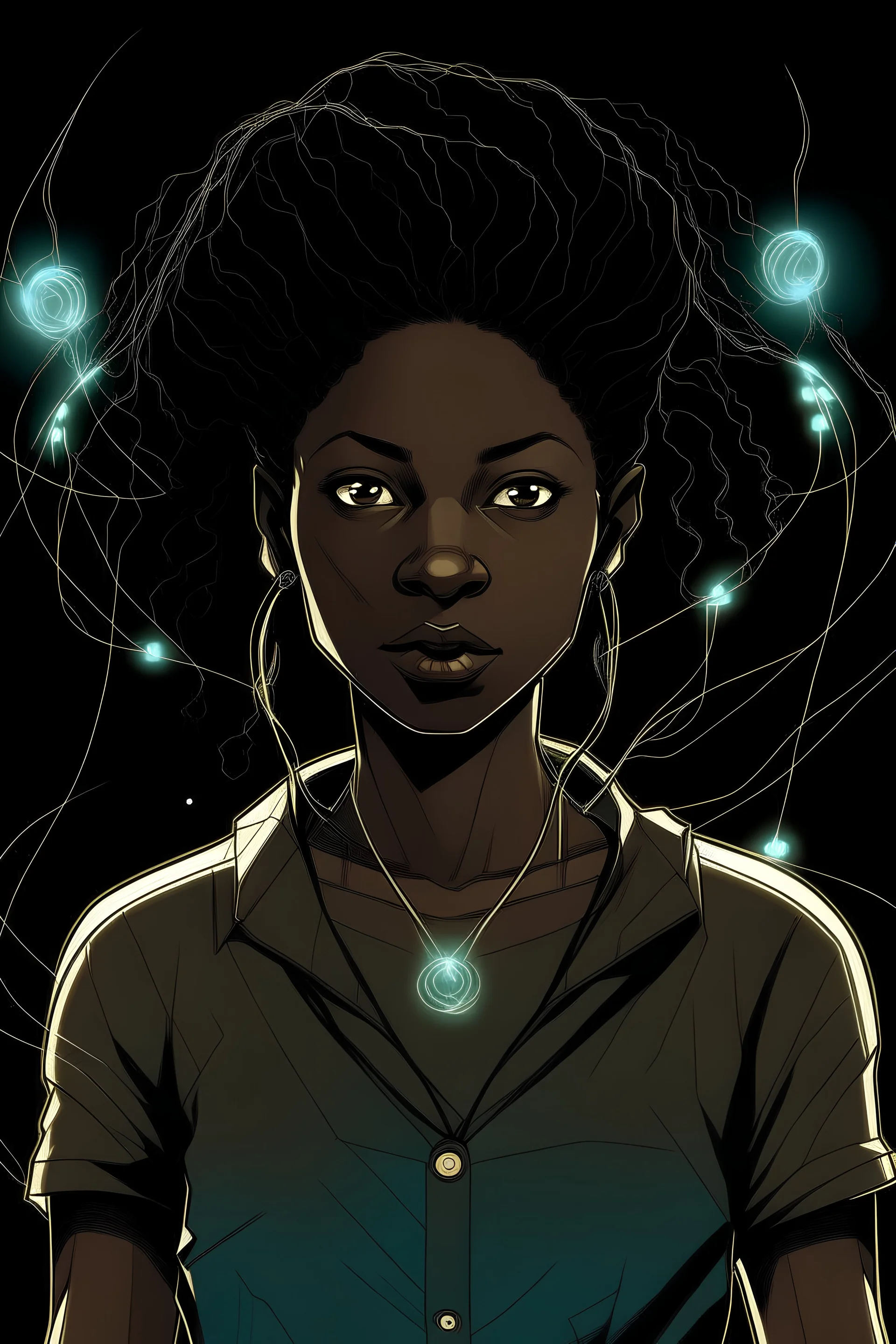 A black woman with electricity powers animated