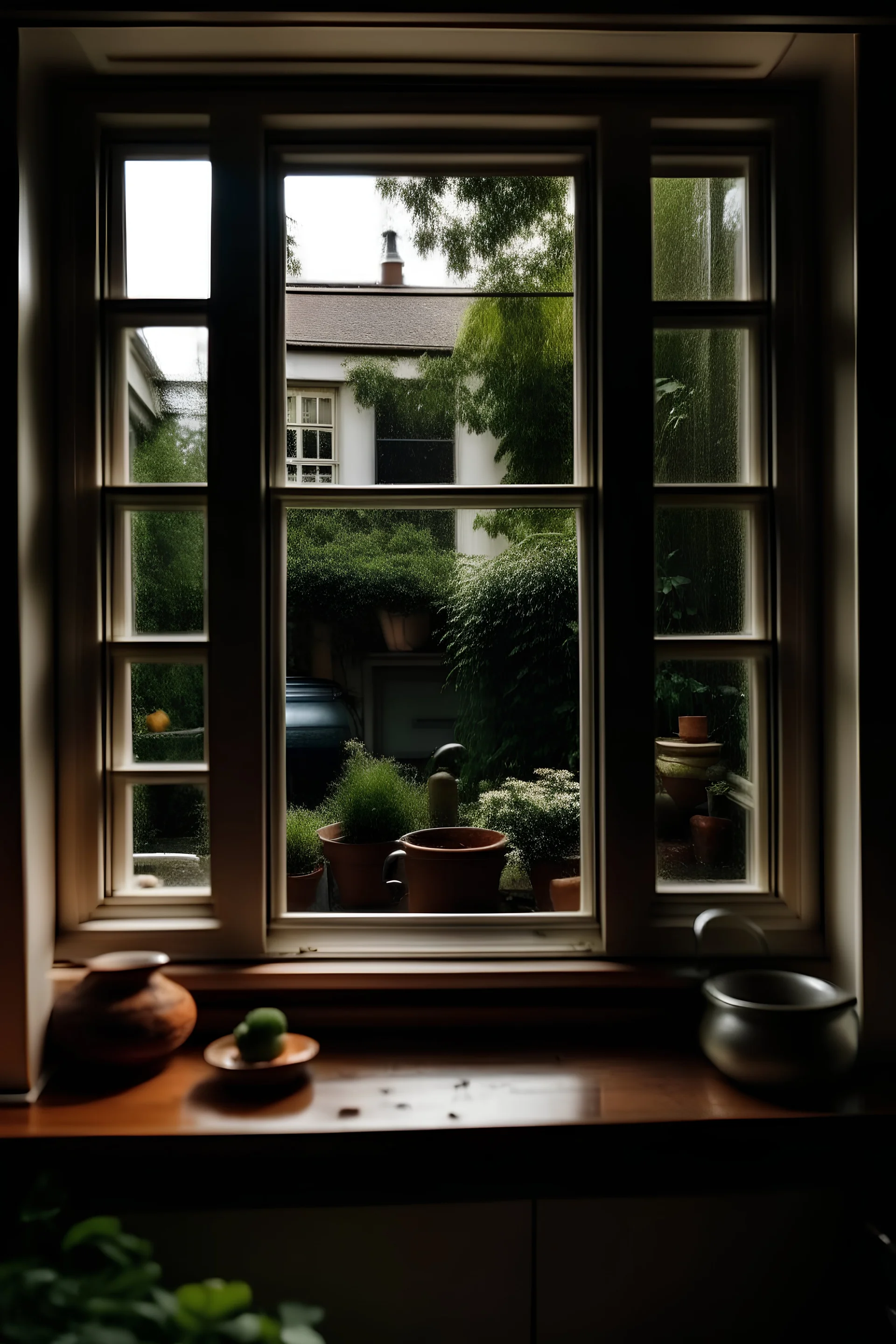 looking inside through a kitchen window