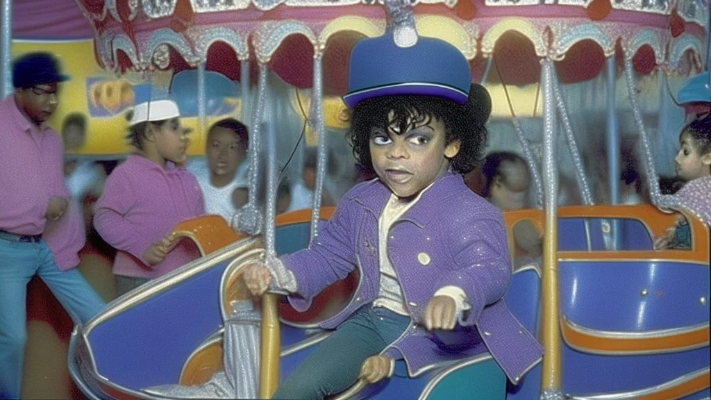 michael jackson at chuck e cheese riding the very small kiddie carousel