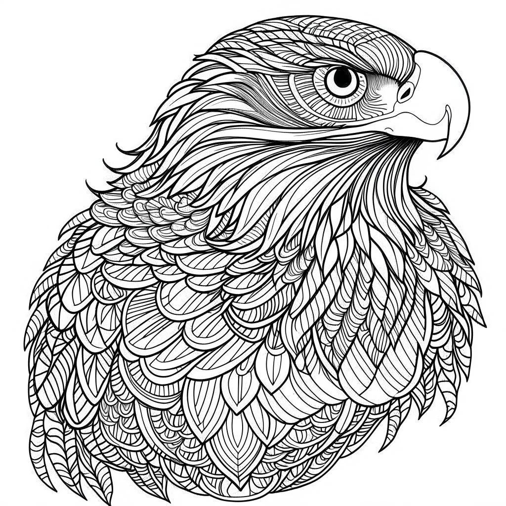 eagle, realistic, coloring page, Animal, mandala, only draw lines, coloring book, clean line art, wildlife-inspired, kid style, –no sketch, color, –ar 3:4, white background, minimalistic black lines, 8k, minimal black color, low level black colors, coloring page, use pure black and white colors, avoid thick black colors, thin black line art, avoid colors, perfect shape, perfect clear lines, clear edges, fill total edges, exact perfect edges, not use black colors, dont use black colors