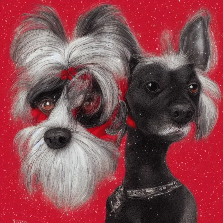 tim burton style dog portrait Christmas