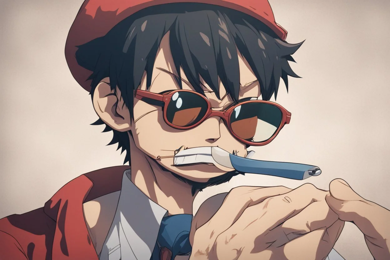 luffy with sunglasses and mustaches