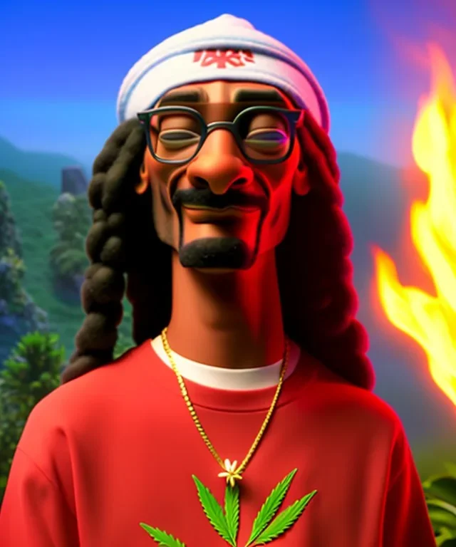 Snoop Dogg, marijuana burning with dollars, jungle background, hyper realistic