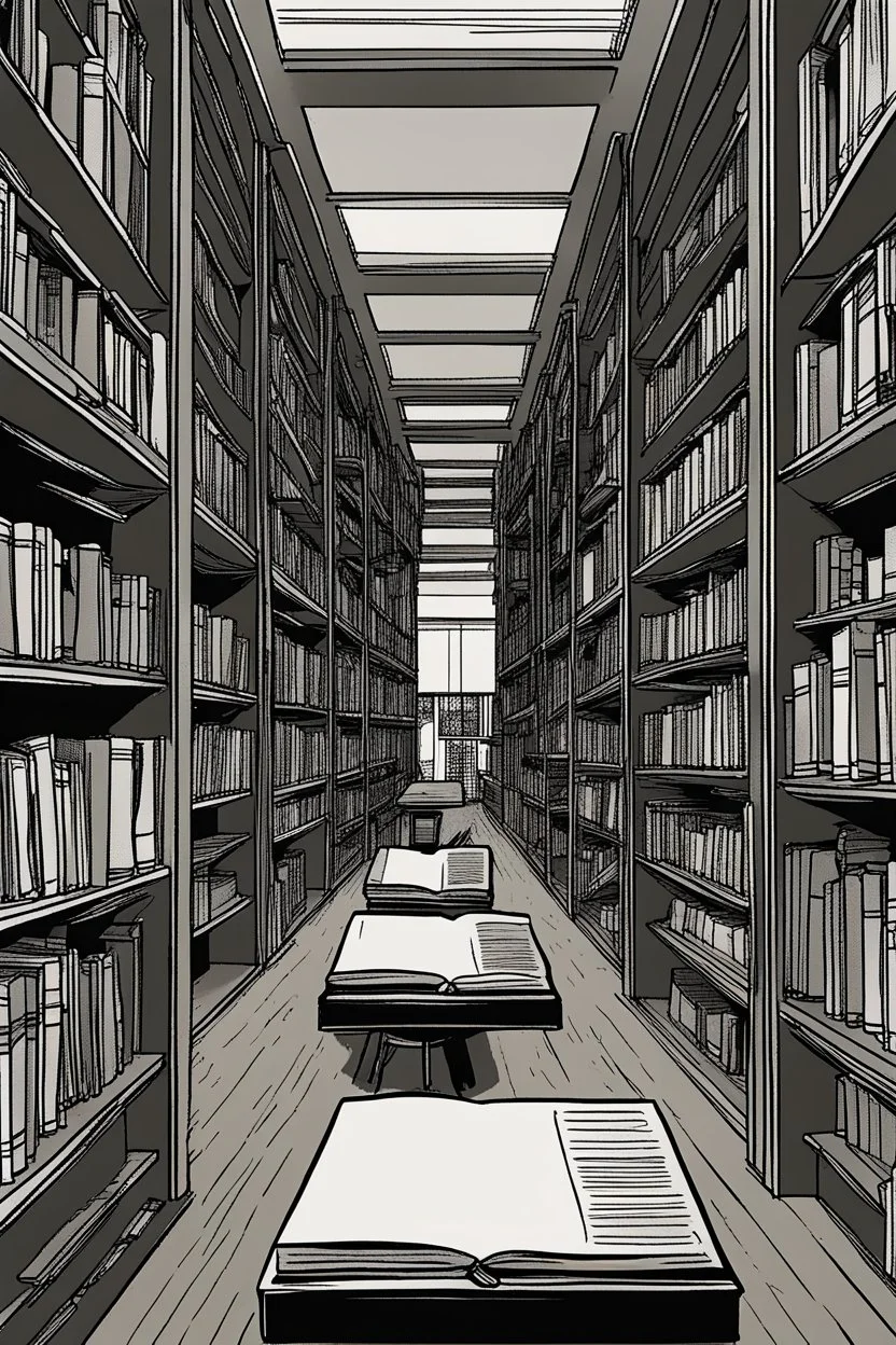 Library, state-of-the-art computers, book search. High-quality drawing, 8K