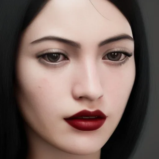 portrait of a woman with black hair and black eyes