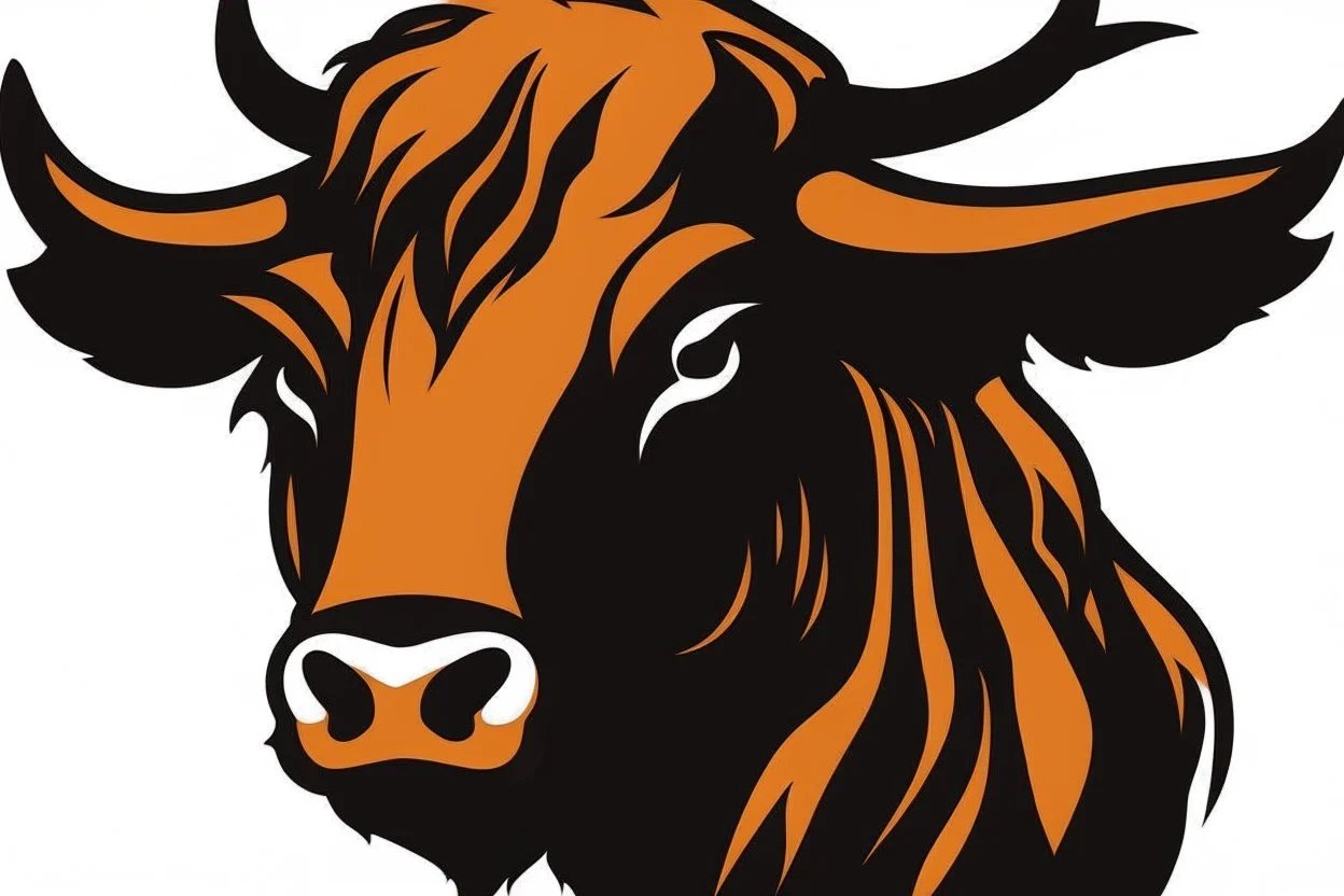 Highland cow clipart style simple stencil