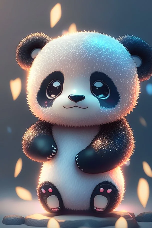 cute tiny hyperrealistic Anime panda from pokemon, chibi, adorable and fluffy, logo design, cartoon, cinematic lighting effect, charming, 3D vector art, cute and quirky, fantasy art, bokeh, hand-drawn, digital painting, soft lighting, isometric style, 4K resolution, photorealistic rendering, highly detailed clean, vector image, photorealistic masterpiece, professional photography, simple space backdrop, flat white background, isometric, vibrant vector