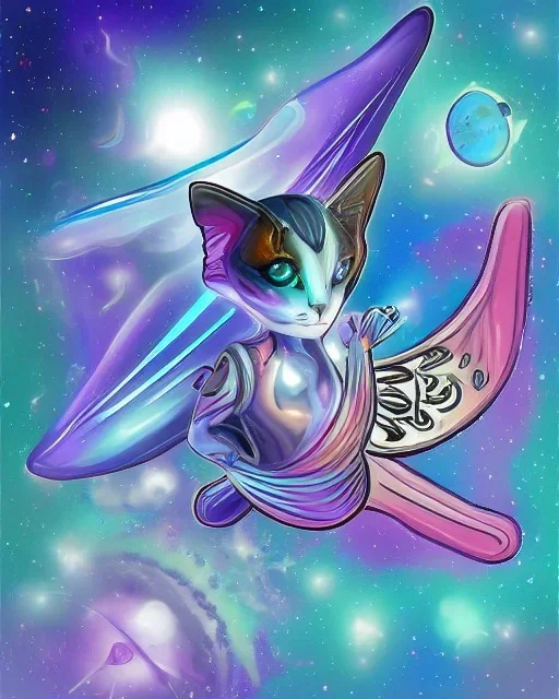 futuristic butterfly cat space