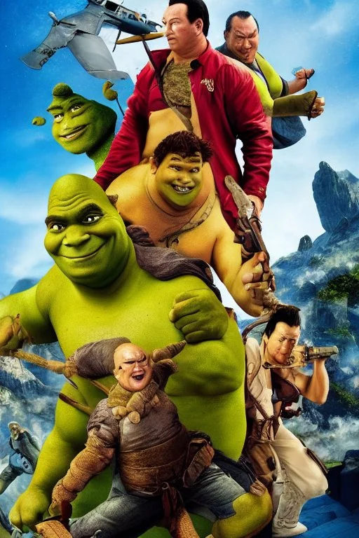 action movie poster starring shrek and steven seagal