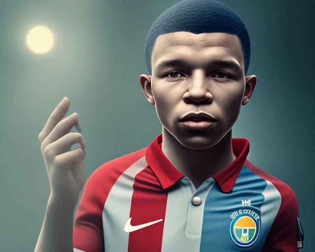 Kylian Mbappé as a child, 3d art, face portrait, 8k resolution