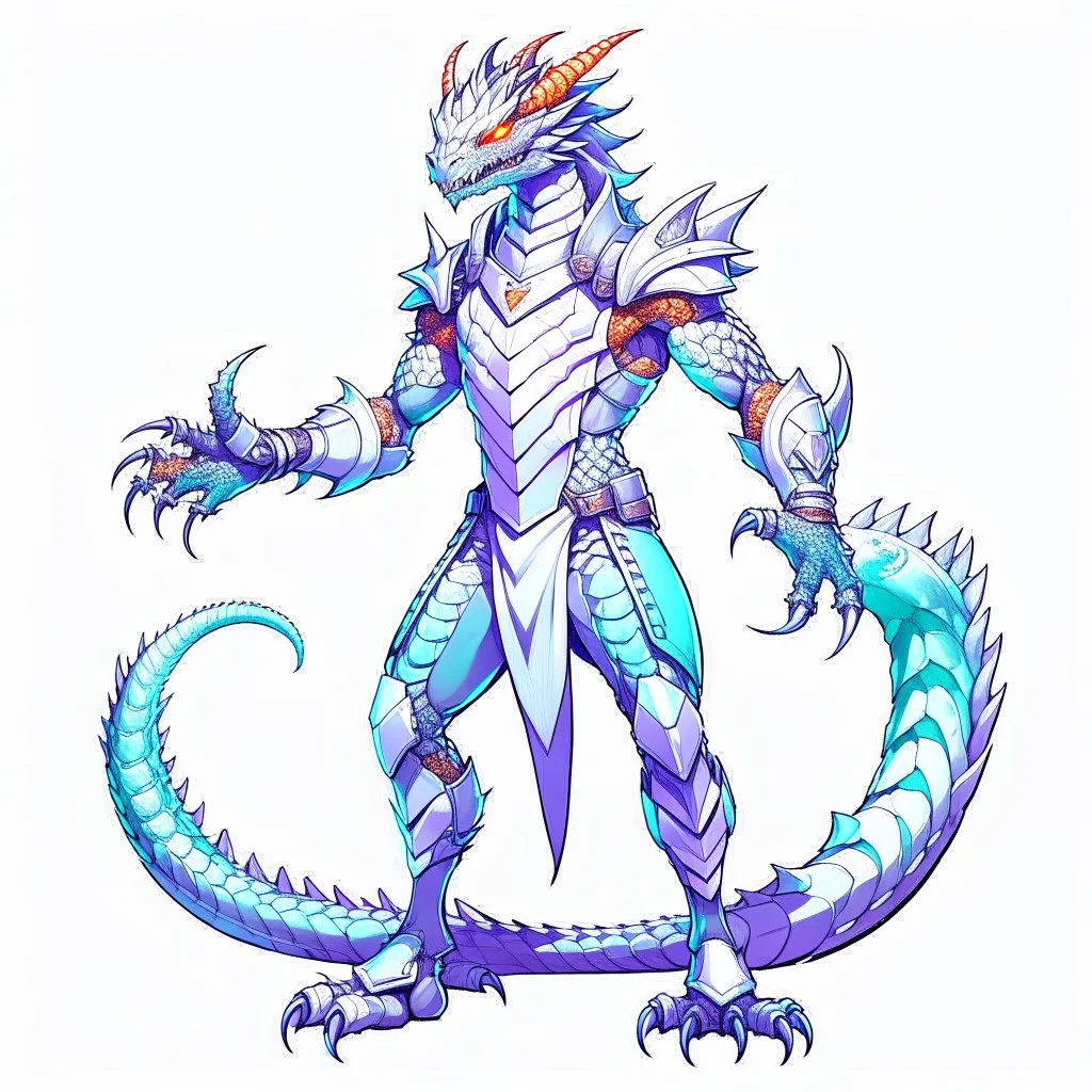 dragonman high detailed concept art, front facing, dynamic pose, full body, white background color, t-shirt design,