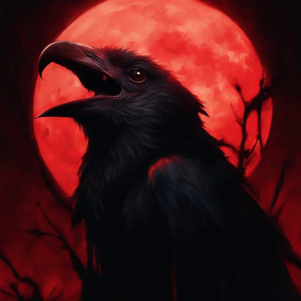 "Generate a high-resolution image of a very macabre crow. The scene should be set in dim, shadowy lighting, giving the atmosphere a dark and eerie feeling. The crow should have sinister, menacing features, with ragged feathers, sharp talons, and piercing eyes that glow faintly. Ensure that the background is ominous, perhaps with hints of fog or a moonlit graveyard, adding to the overall spooky ambiance. The entire image should convey a sense of dread and mystery." resolution 60k