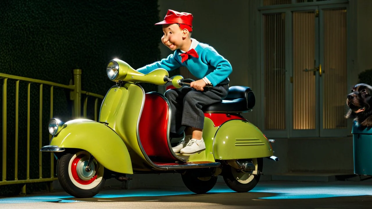 tin tin riding a scooter