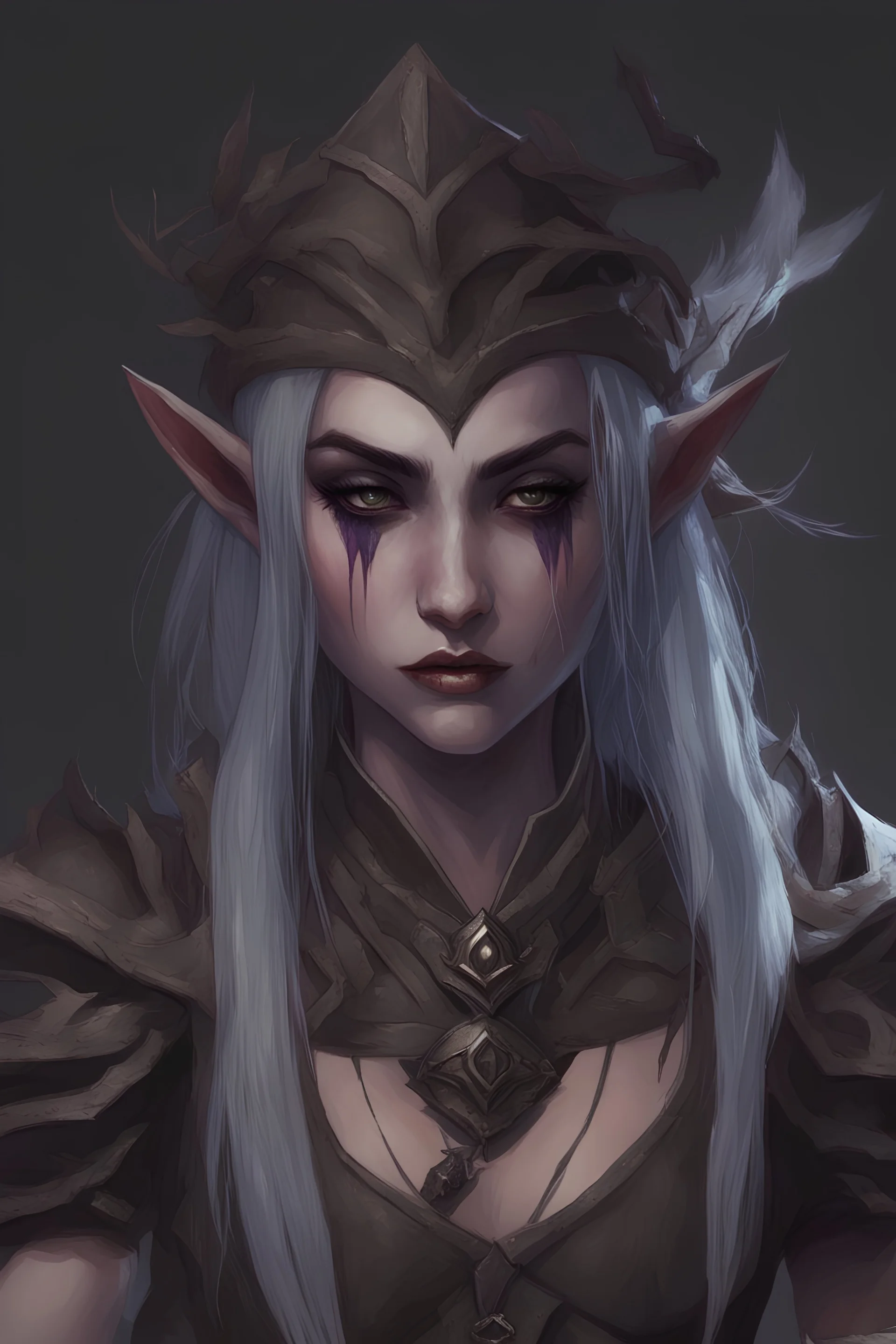 female dark elf distraught bard