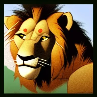 Lion King animated Honzo male lion wide green eyes