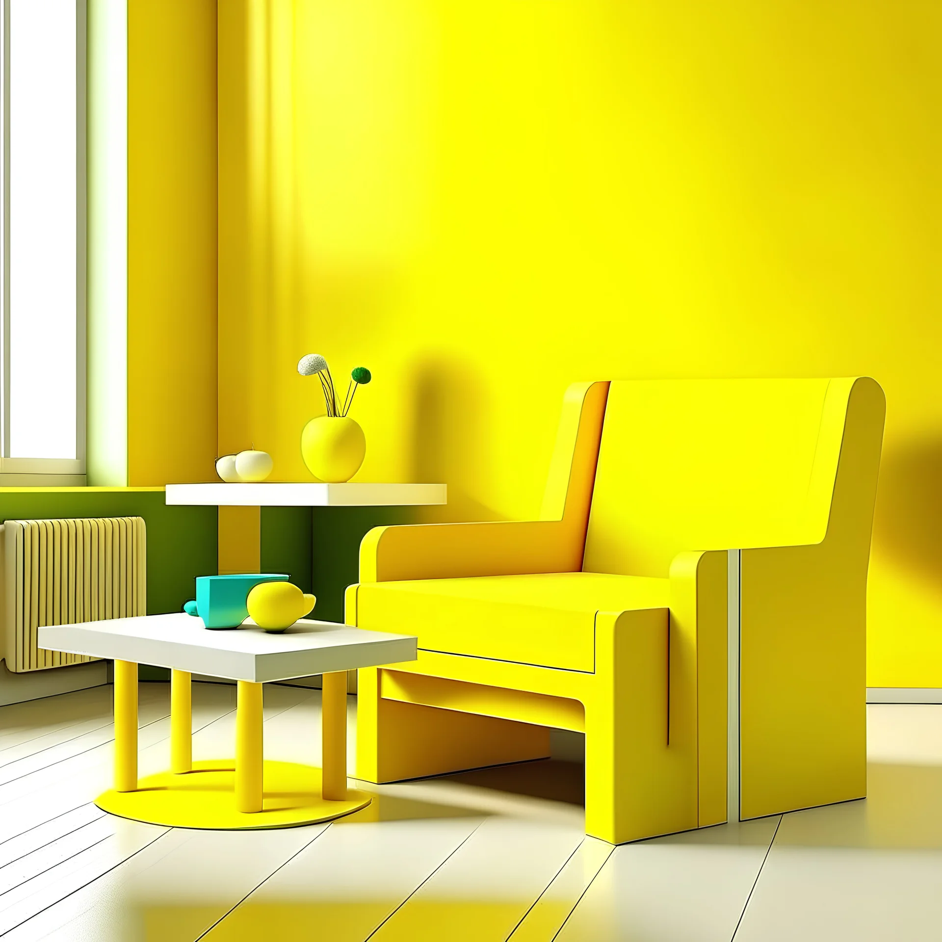 yellow color scheme, minimalist style