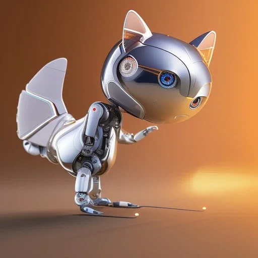 beautiful transparent smooth realistic Japanese robot cat, extremely sharp detail, finely tuned detail, ultra high definition, 8 k, unreal engine 5, ultra sharp focus, accurate wings, in flying mode