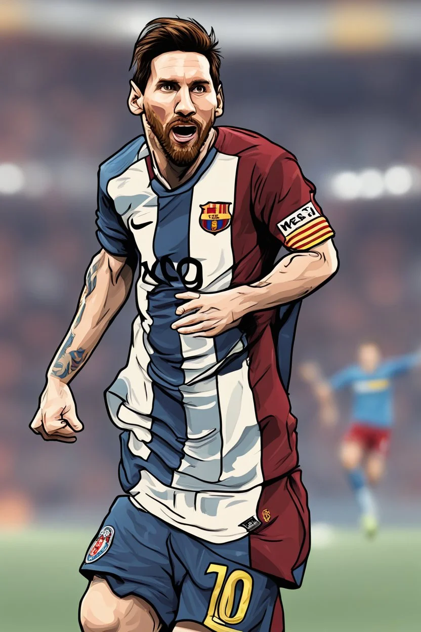 messi ,cartoon 2d