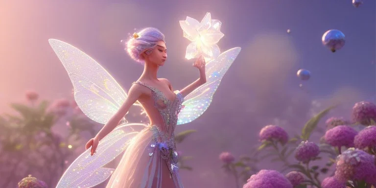 crystal subtle flower in a galactic ambiance beautiful fairy, transparent, delicate colors, in the foreground, full of details, smooth，soft light atmosphere, light effect，vaporwave colorful, concept art, smooth, extremely sharp detail, finely tuned detail, ultra high definition, 8 k, unreal engine 5, ultra sharp focus