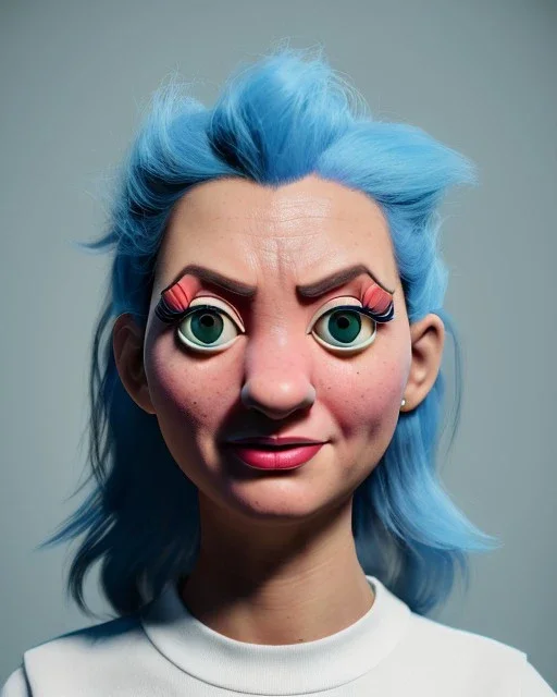 Portrait, hybrid character, waitress woman with monster muppet mask that covers her entire head, retro style, Sesame Street style, smooth, unreal engine 5, god lights, ray tracing, RTX, lumen lighting, ultra detail, volumetric lighting, 3d.