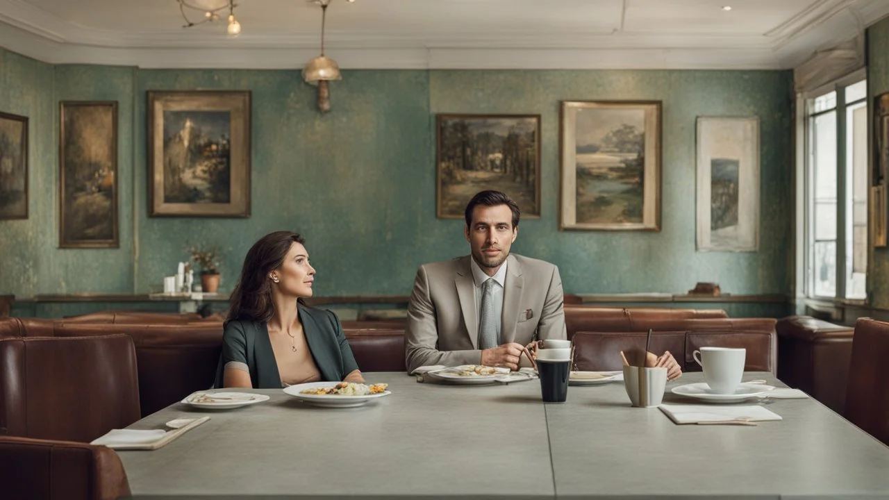 in a restaurant and man and his lady two people at a table