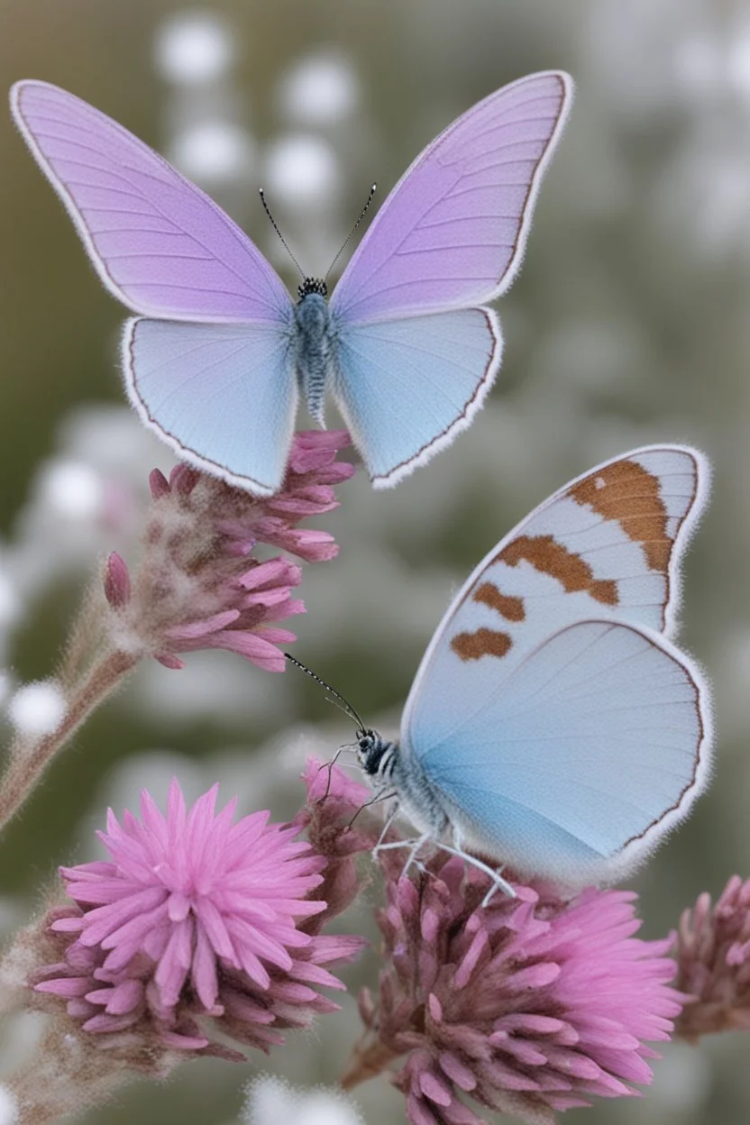 Light purple and light blue butterflies in the winter