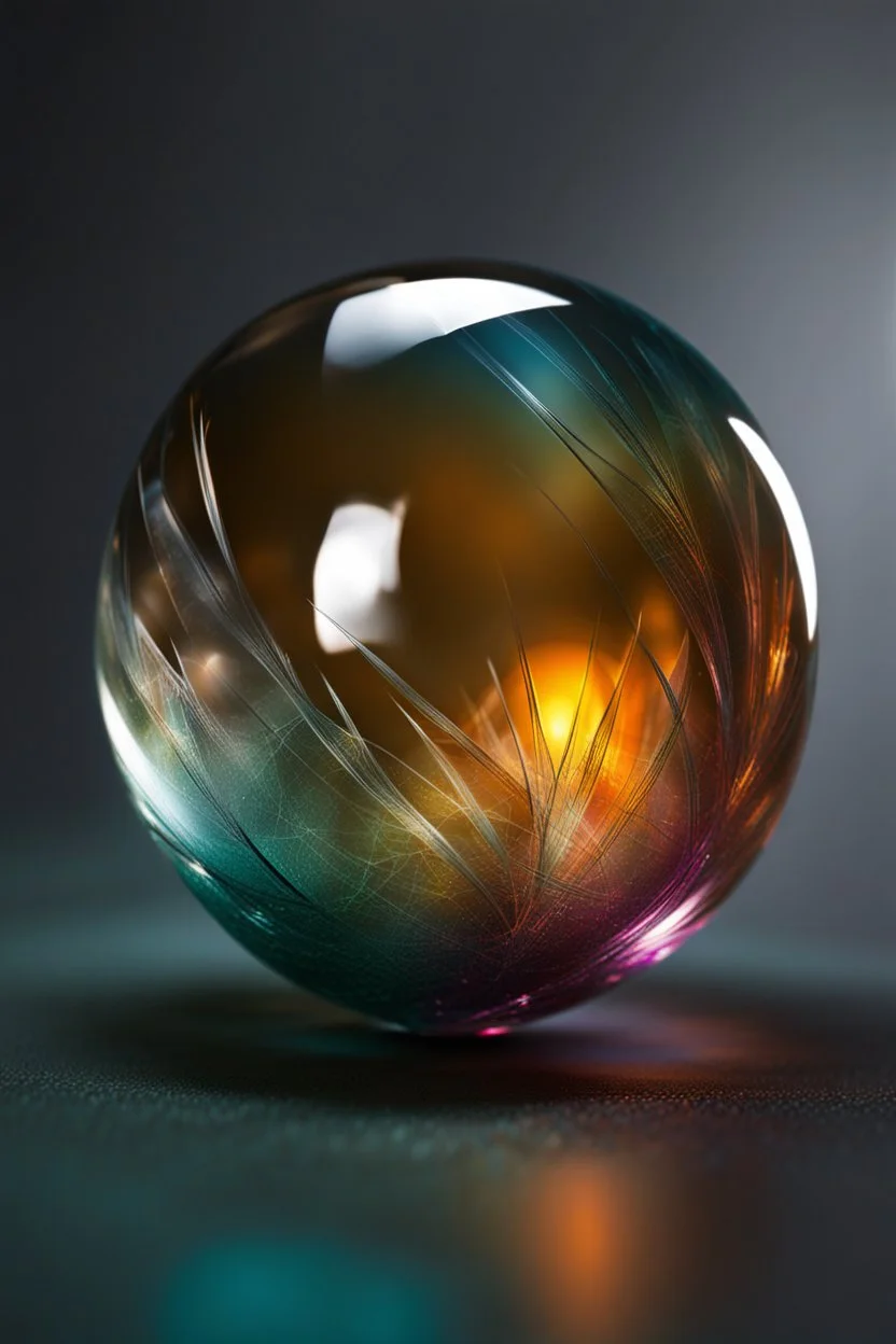 "A delicate cracked glass sphere, ethereal colours, fine fract...